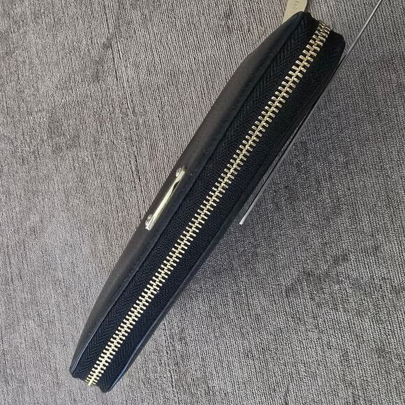 Michael Kors Wallet Black Leather Jet Set Travel Continental Zip Around Pebbled - Picture 6 of 16